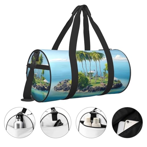 Travel Duffle Bag Weekender Bags for Men Women with Shoe Compartment Large Capacity Weekender Overnight Bag Ocean Island Carry On Tote Bags Sport Gym Bag for Travel Yoga, Black, One Size3