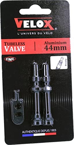 Valvulas tubeless Velox de aluminio negro 44mm Presta en pack de 2 para ciclismo