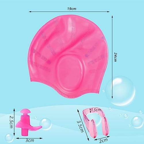 Premium Silicone Swimming Cap with 3D Ear Protection, Includes Bonus Earplugs & Nose Clip - Image 2