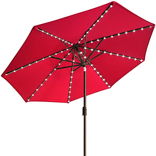 best waterproof patio umbrella 10 FT Umbrella, 3 Tier Outdoor Table with 8 Sturdy Glass Fiber Ribs and Push Button Tilt, Outdoor Patio Umbrellas for Market Pool Garden Backyard, 1.5