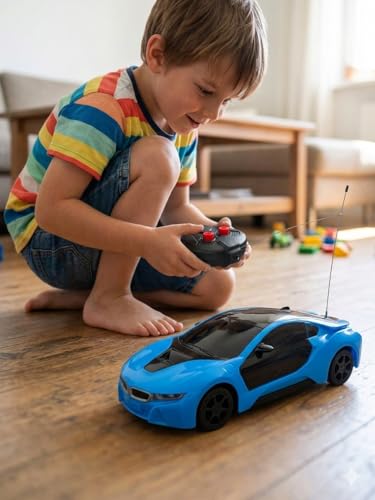 Image of FLYI Remote Control Car for Kids | High Speed RC Racing Car Remote Control, LED Lights & Durable Shockproof Body | Rechargeable Toy Car for Boys & Girls (3+ Years) (Blue)