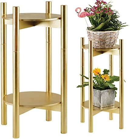 ZPirates Golden Plant Stand Indoor and Outdoor - Holds Small and Large Planter Pots up to 12-Inch dia, 26-inch Tall - Heavy-duty Vase Holder