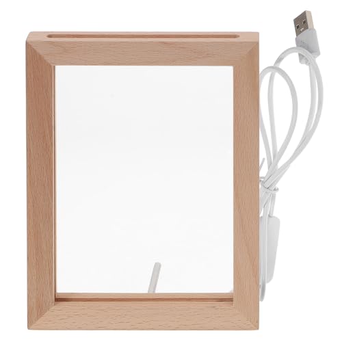 STOBOK Beleuchteter Holz Bilderrahmen Mit Led-nachtlicht Usb Tischdeko Für...