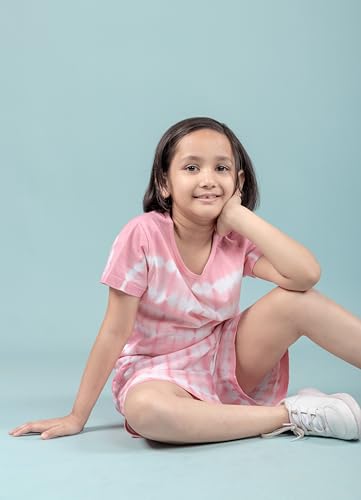Image of Tweeny Mini Girls Cotton Night Suit | Sleepwear | Nightwear | Tie & Dye Summer Loungewear with Top and Shorts for Kids Girl (Pure Cotton)