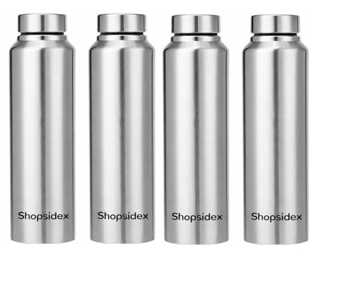 Image of bottle Stainless Steel Water Bottle, 1000 ml, Silver, Leak-Proof, Modern Design Stainless Steel Water Bottle,school /college /office /home /kitchen /gym /travelling (Pack 4)