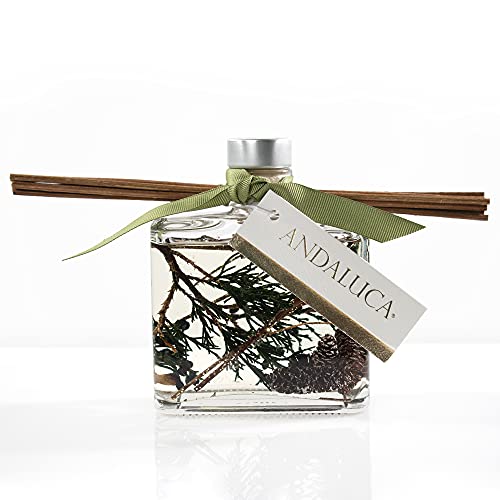 ANDALUCA Evergreen Pine Botanical Reed Diffuser | 7.5 fl oz | Scents of Evergreen, Crushed Pine and Fir Balsam