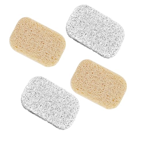 ZHjuju Jabonera, 4 Piezas Jabonera ecológica, Soporte para jabón, Almohadilla para Plato de jabón Antideslizante reciclable Natural, Jaboneras Diseño Poroso para Baño, Cocina, Aseo（Blanco y Beige）