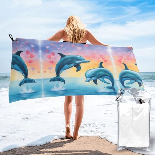 Toalla de playa de delfines grande con tejido suave de secado rápido 2