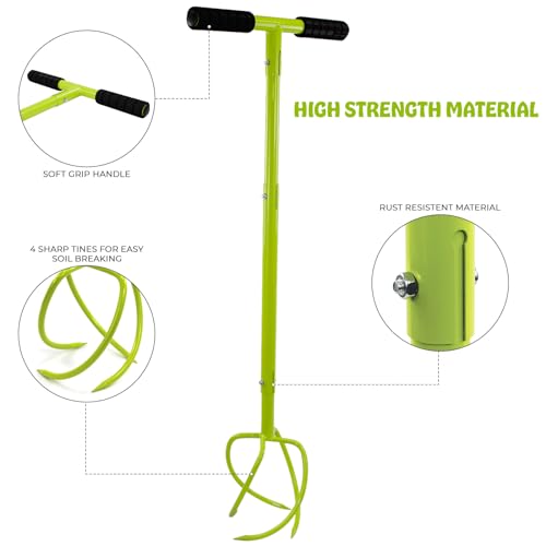 Manual Twist Tiller Tool – 900mm Hand Soil Cultivator, Heavy Duty Rotavator for Garden Beds, Planting, Aerating, Weeding, Fertiliser Mixing, Post Holes & Ice Hole Drilling 2 Manual Twist Tiller Tool – 900mm Hand Soil Cultivator, Heavy Duty Rotavator for Garden Beds, Planting, Aerating, Weeding, Fertiliser Mixing, Post Holes & Ice Hole Drilling - Image 2