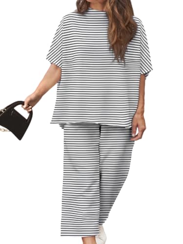 Image of Women's Plus Size 2 Piece Outfits Batwing Sleeve Top Wide Leg Lounge Set | Crew neck top, Cozy 2 piece lounge set, Casual