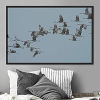 Framed Canvas Wall Art Flying Together Birds Farmhouse/Country Group Group Multicolor Photography Realism Relax/Calm Warm - 16x24 inches