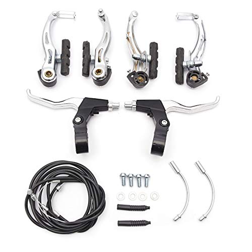 Juego de Frenos Bicicleta V-Brake Aleación de Aluminio Delantera y Trasera para MTB Reemplazo de Bicicleta de Montaña (Negro, Hueco) Cover
