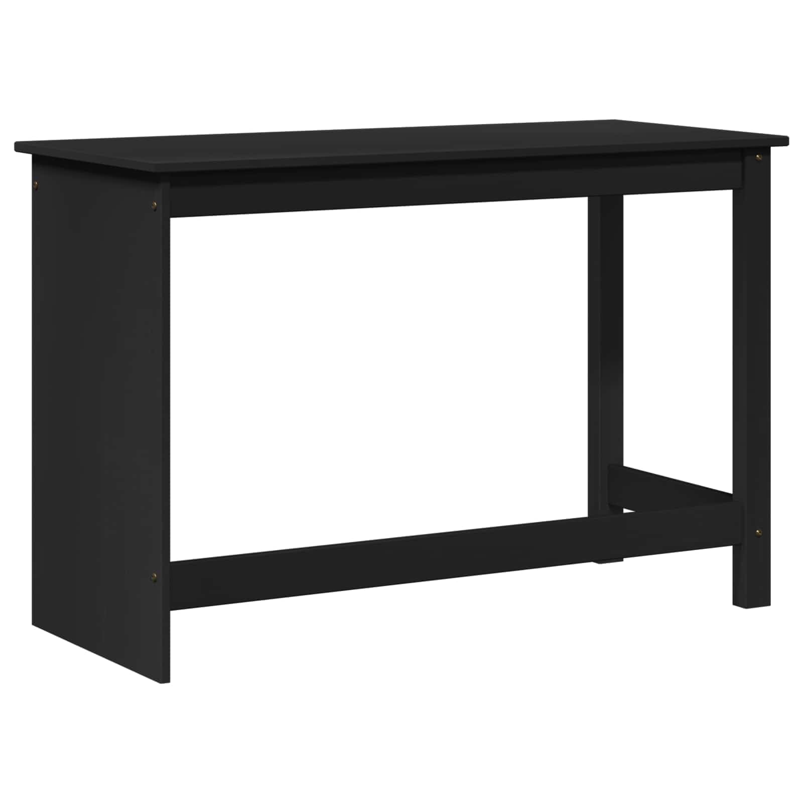 Générique Minimalistyczne czarne biurko 112 x 50 x 75 cm z litego drewna sosnowego, prostokątne biurko do laptopa, stół roboczy z matowym wykończeniem do domu lub narożnika do nauki