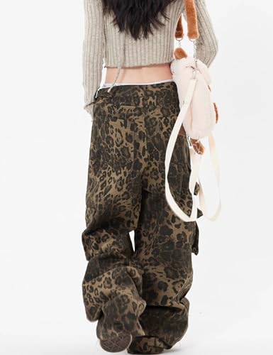 Y2k Leopard Pants Wide Leg Jeans Woman Loose Fit Jeans Hip Hop Pants Vintage Baggy Trousers2