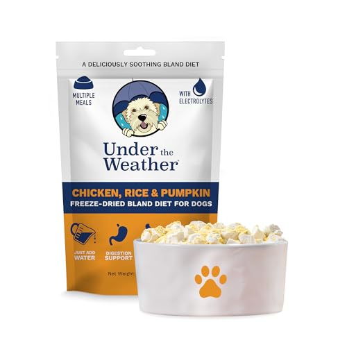 Under the Weather Bland Diet for Dogs | Easy to Digest for Sick Dogs |Always Be Ready | Contains Electrolytes - All Natural Freeze Dried 100% Human Grade Meats | 1 Pack - Rice, Chicken & Pumpkin - 6oz