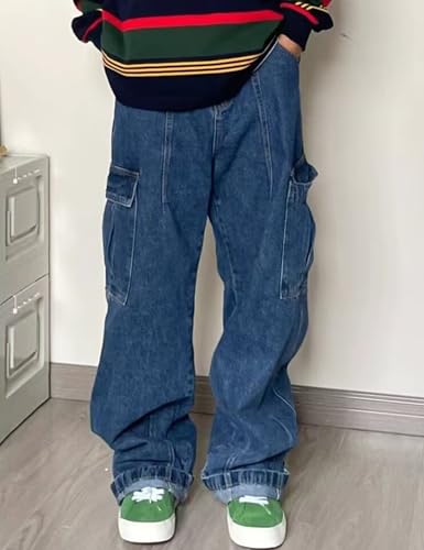 Baggy Cargo Jeans for Men Women Y2k Vintage Skater Jeans Loose Plain Denim Pants Streetwear3