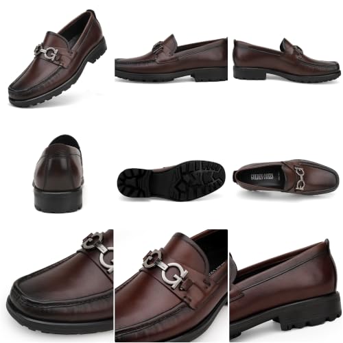 Image of Men's Luxury Black Leather Penny Loafers, Classic Fashion Handmade Dress Shoes Casual Slip-on Loafer for Mens
