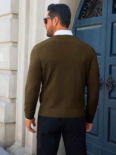 Image of Runcati Mens Crewneck Sweaters Casual Knit Lightweight Dress Sweater Long Sleeve Slim Fit Fall Winter Pullover