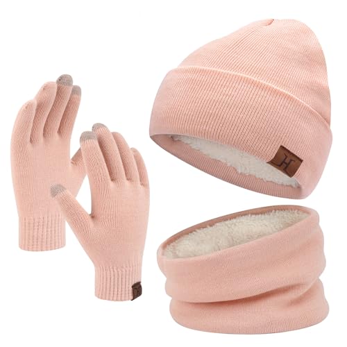 Image of FZ FANTASTIC ZONE Winter Beanie Hats Scarf Touchscreen Gloves for Men Women