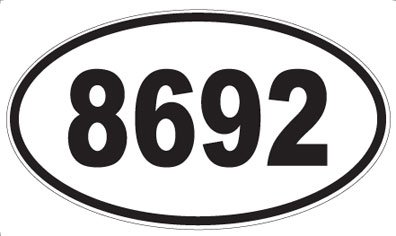Number 8692 Oval Sticker