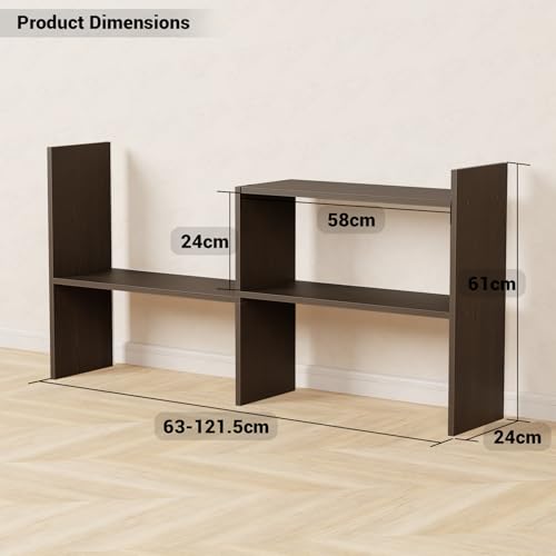 Image of Lukzer Multipurpose Storage Rack - Adjustable Engineered Wood Bookcase & Display Stand for Living Room & Bedroom (MR-011 /Wenge) DIY