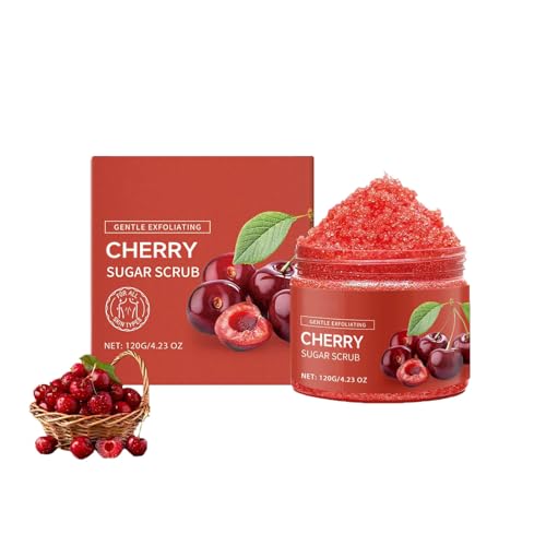 Cherry Body Scrub Gentle Moisturizing & Exfoliating Scrub Deep Cleansing & Hydrating Moisturizing & Nourishing Improves Skin Texture & Tone Gentle Exfoliator for Body Face Hand Foot 4.23 OZ