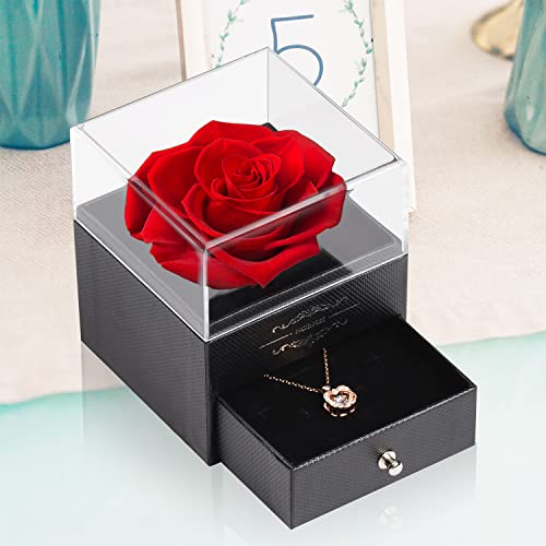 Handmade Preserved Roses in a Box Rose Gifts for Her, Long Lasting Red Roses, Eternal Roses Birthday Gifts for Women, Valentines Day Gifts,, Christmas Day Gifts