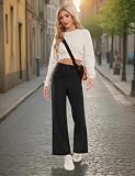 Desol Hosen Damen Stoffhose Weites Bein, Hoher Taille Sommerhose Damen Leitch Anzughose,Dehnbare Palazzo Hose mit Mehreren Taschen
