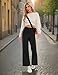 Desol Hosen Damen Stoffhose Weites Bein, Hoher Taille Sommerhose Damen Leitch Anzughose,Dehnbare Palazzo Hose mit Mehreren Taschen