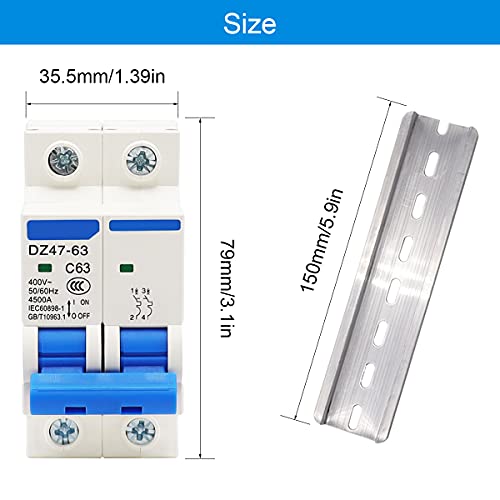 Weideer 2Pcs Ac Miniature Circuit Breaker Dz47-63 C32 400V 2 Poles 32A Din Rail Mount #TOP1