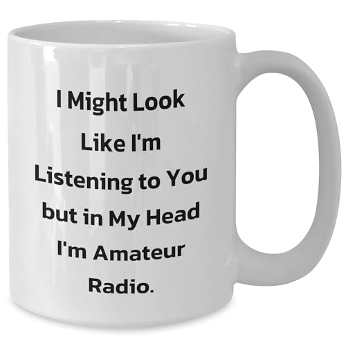 Taza de café cerámica blanca para radioaficionados 15 oz miniatura 2