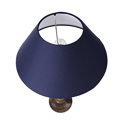 Image of Homesake Classic Twister Wooden Table Lamp with Fabric Shade | Handcrafted Bedside Lamp with E27 Holder| Bulb Included |Warm Light Night Lamp for Bedroom, Living Room, Study & Home Decor, Blue