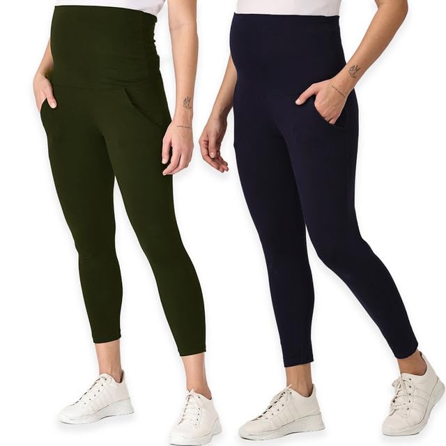 Comfortable Maternity Leggings Combo of 2 | Cotton | Pre and Post Pregnancy | Stretchable | Soft | 95% Cotton 5% Lycra | Over Belly Support | Pre-Natal Yoga and Exercising | Comfortable Maternity Leggings Combo of 2 | Cotton | Pre and Post Pregnancy | Stretchable | Soft | 95% Cotton 5% Lycra | Over Belly Support | Pre-Natal Yoga and Exercising |