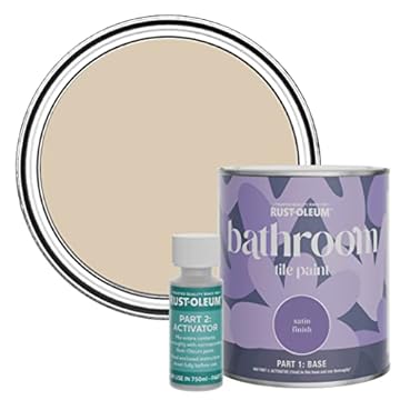 Rust-Oleum Beige Water-Resistant Bathroom Tile Paint in Satin Finish - Warm Clay 750ml