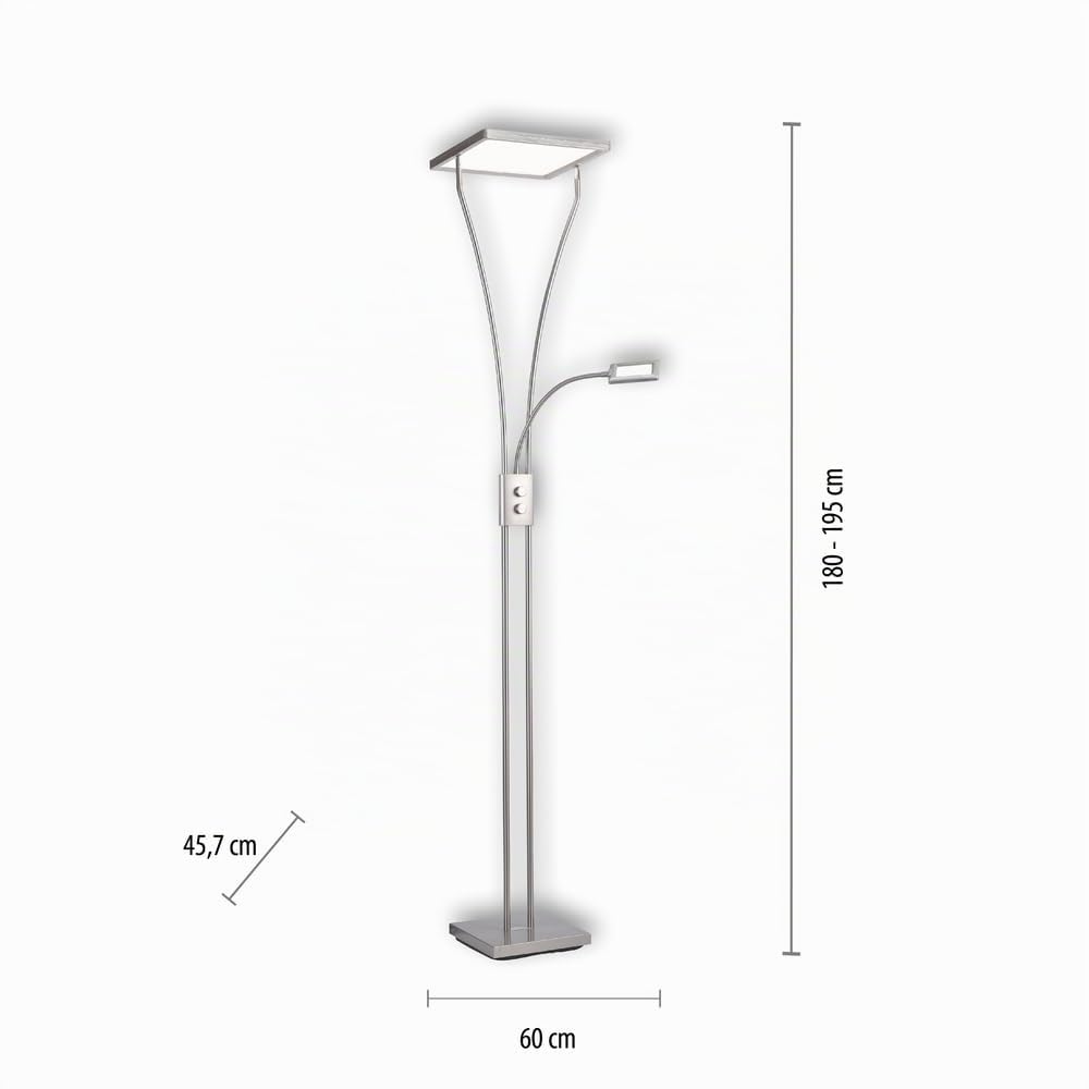 LeuchtenDirekt LED Deckenfluter Stehleuchte MARIAN Lesearm, dimmbar | flexible Leseleuchte, dimmbar