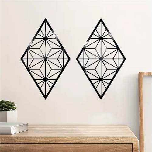 DUOOLN 2 Pcs Black Abstract Metal Wall Decor, Geometrical Single Line Art