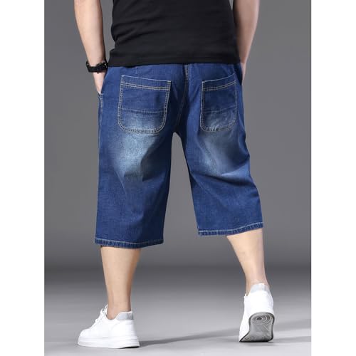 Djeanxa Men's Big and Tall Jean Shorts Elastic Waisted Baggy Jorts Drawstring Plus Size Relaxed Fit Denim Shorts 2XL-6XL by Djeanxa - Image 6