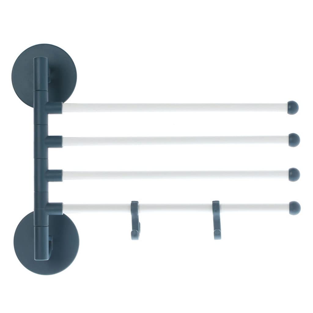 FGXHHS Towel Rail Shelf Bathroom Swivel Bar Hanger Swing Rack With Hook Self-adhesive Wall-Mounted Holder Bath Storage (Blue : A-dark green, Size 4 Bars