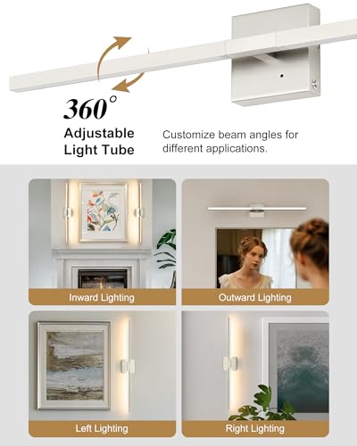 Image of Rayogale Nickel Battery Operated Wall Sconces Set of 2, 24 Inch | 3000 /4500 /6000K Dimmable 8000mAh Wireless Rechargeable Wall Sconces with Remote Control, Timer for Living Room, Bedroom