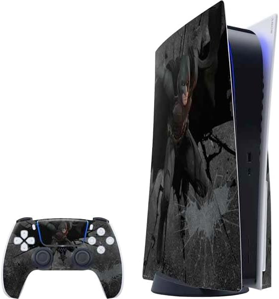 Skinit Decal Gaming Skin Compatible with PS5 Bundle - Officially Licensed DC Comics Batman Dark Knight Rises Poster Design