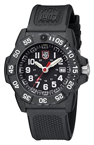 Luminox Herren Taucher Uhr Navy Seal 3500 Series in der Farbe Schwarz mit Kautschukarmband, Gehäusedurchmesser: 45 mm, XS.3501.F
