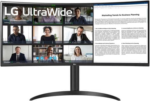LG 34WR55QC-B 34"" Curved UltraWide WQHD HDR 10 100Hz Monitor with USB Type-C, 3440x1440 Curved Display, 100Hz Refresh Rate, AMD FreeSync, Borderless Design