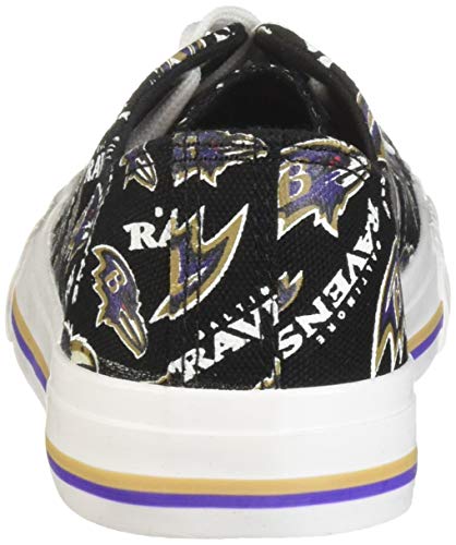 image for FOCO Baltimore Ravens NFL Womens Low Top Repeat Print Canvas Shoes - 8