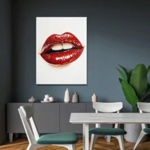 Affiche lèvre rouge baiser 80x120cm pour salle de maquillage