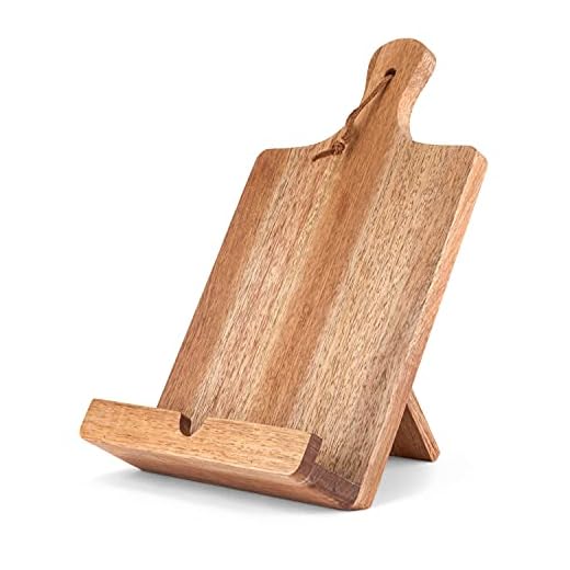 Twine Tablet Stand, Acacia Wood Tablet Holder, Cookbook Stand, Rustic Farmhouse Book Holder and Display, Acacia Wood, Set of 1