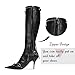 Ancomafio Knee High Boots for Women Stiletto Heel Studded Boots Pointed Toe Rivets Tassel Boot Sexy High Heel Punk Boots Zipper