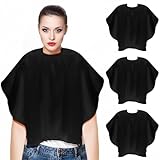 AOZUO 3pcs Makeup Capes, Makeup Apron for Clients Hair Cutting Shampoo Capes Shorty Barber Smock Hair Dye Capes with Adjustable Closure for Hair Beauty Salon Makeup Artist Accessories(Black)