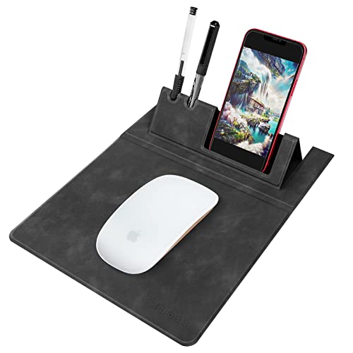 8% off - Premium PU Leather 3-in-1 Mouse Pad with Phone Stand and Pen Holders, 9.7x7.7 inches Organizer Desk...