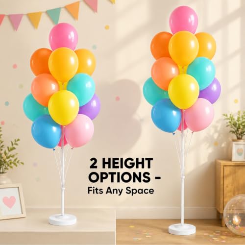 Image of Balloon Column Stand Kit,2 Sets of Assorted Rainbow Balloon Tower Pillar with 10inch Light Multi Color baloon Reusable Design for Wedding Birthday Baby Shower Party Decor