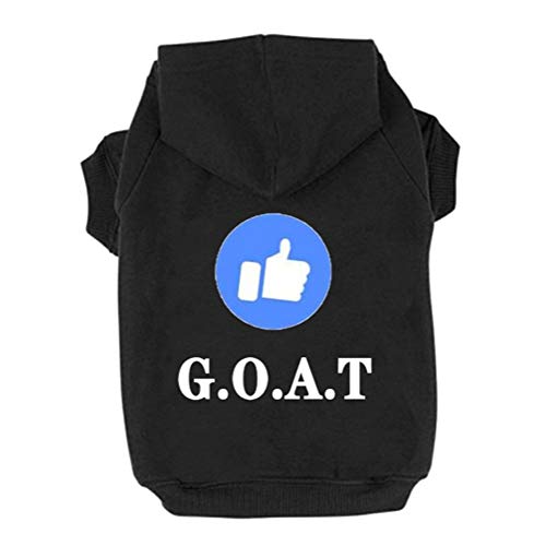 Trudz PET Dog Hoodies Rdc Pet Apparel 'Like' Emoticon Dog Clothes 'G.O.A.T' Winter Sweatshirt Warm Sweater Cotton Jacket Coat for Small Dog Medium Dog Large Dog Cat (Black, M)